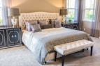 throw pillow on bed frame