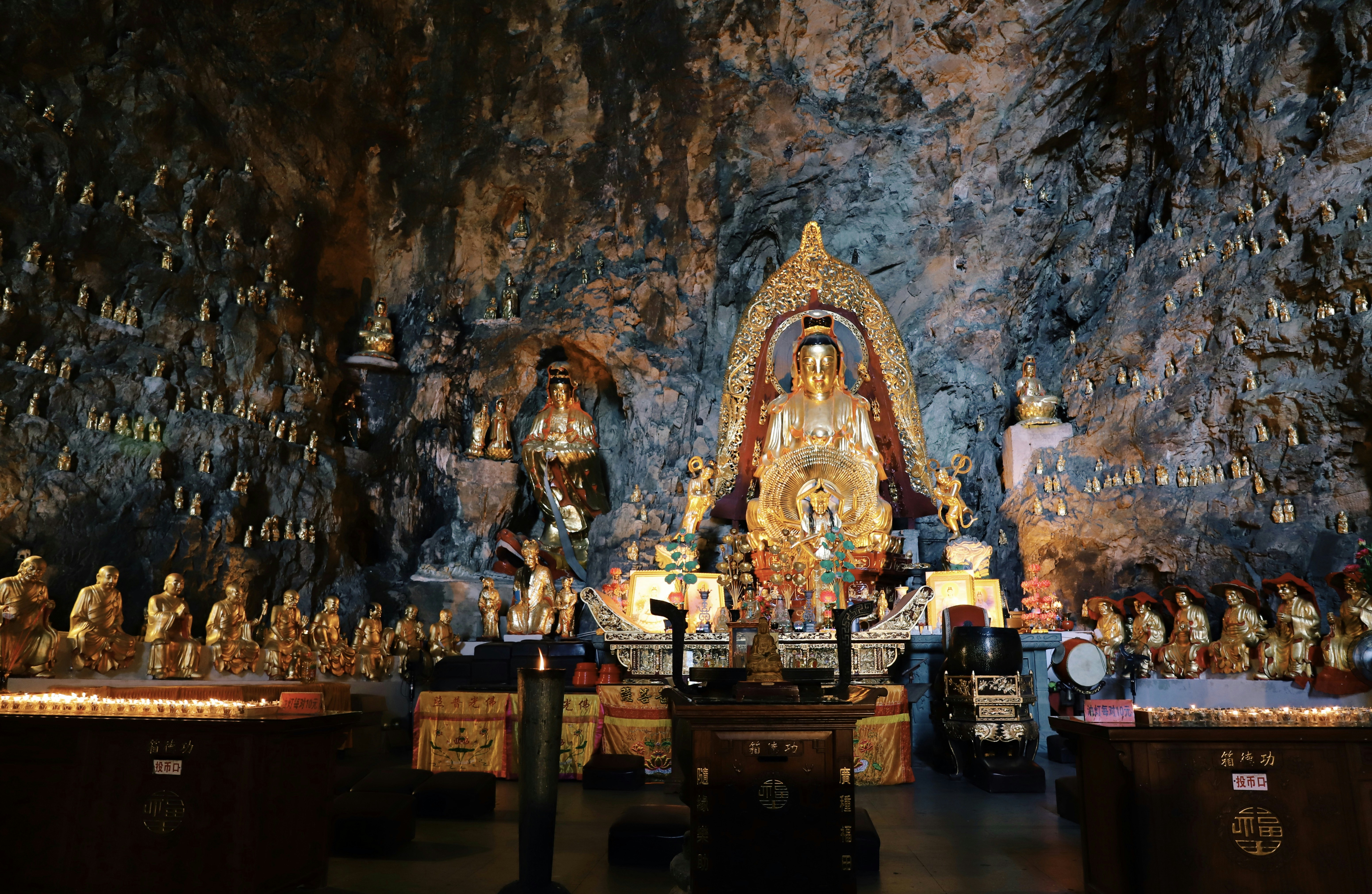 landscape photography of gold statue lot