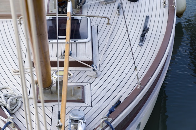 white and red ship
