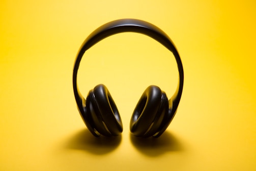 black wireless headphones