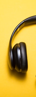 flatlay photography of wireless headphones