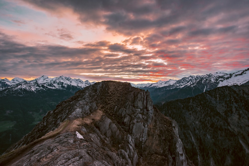 mountain near mountain range during golden hour