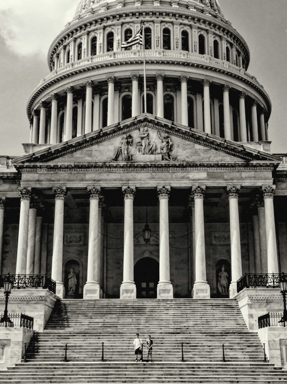 grayscale photography of building