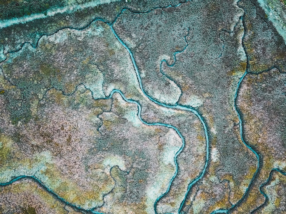 an aerial view of a body of water