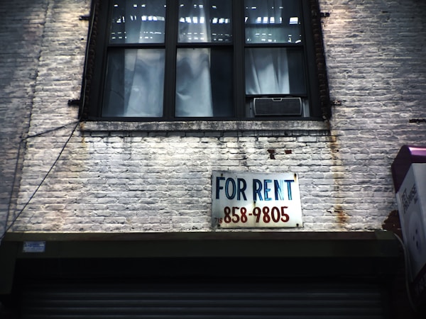 A for rent sign posted on a building, a common sight across Las Vegas Valley rental neighborhoods in 2026