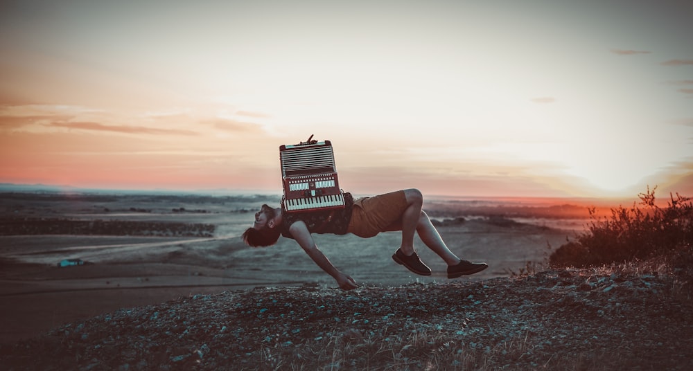 man floating on dessert