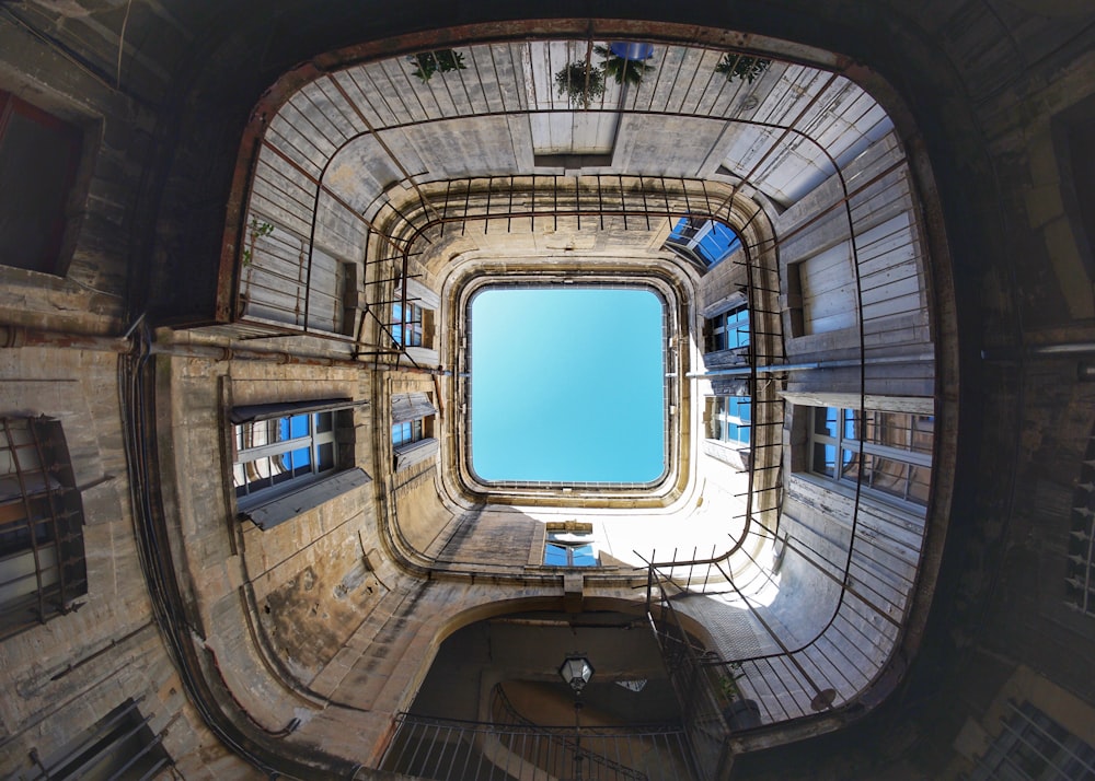 low angle view of sky surrounded by buildings