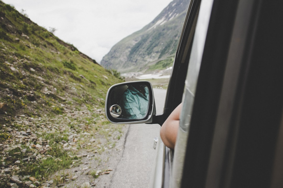 left side view mirror view at the back