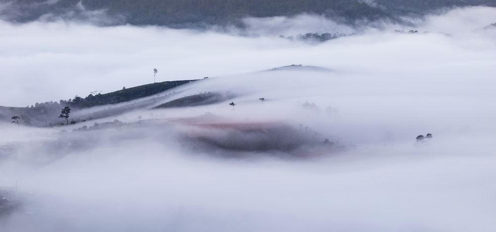 landscape photo of foggy mountain