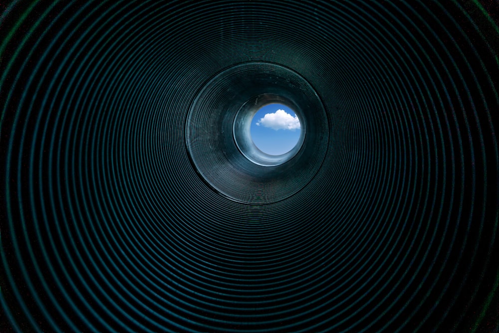 low angle photography of tube interior