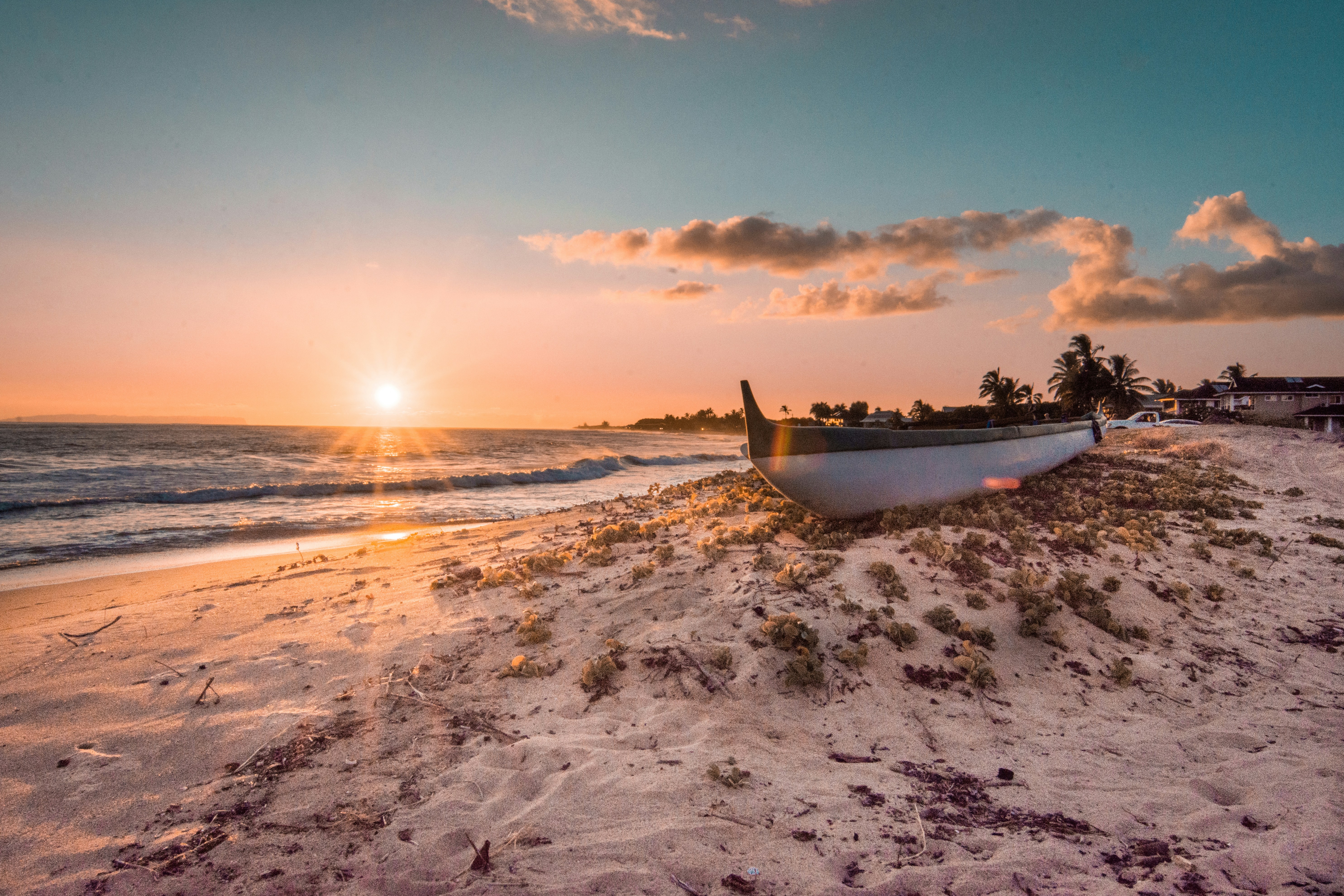 This picture was taken as a timelapse for my Kauai Honeymoon travel video. This photo was taken at sunset on a beach in Waimea, HI.