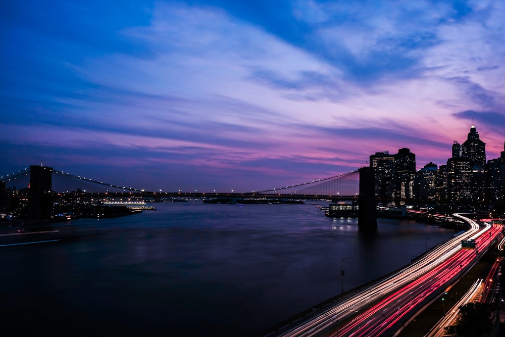 timelapse photography of road and bridge