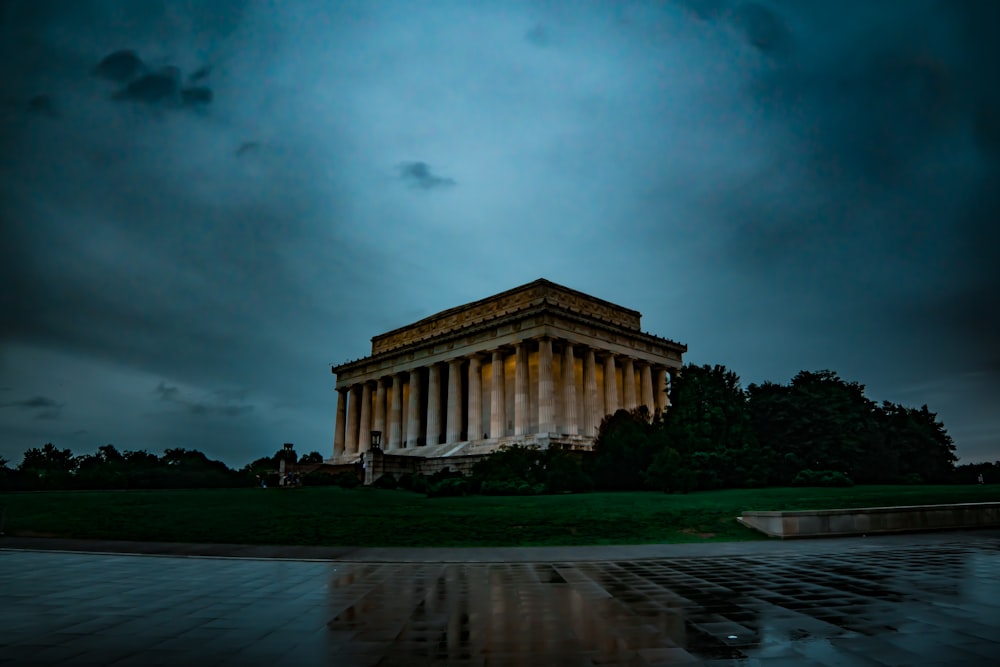 landmark under black sky