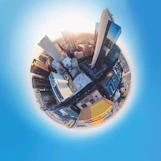 fish eye lens photography of high-rise buildings