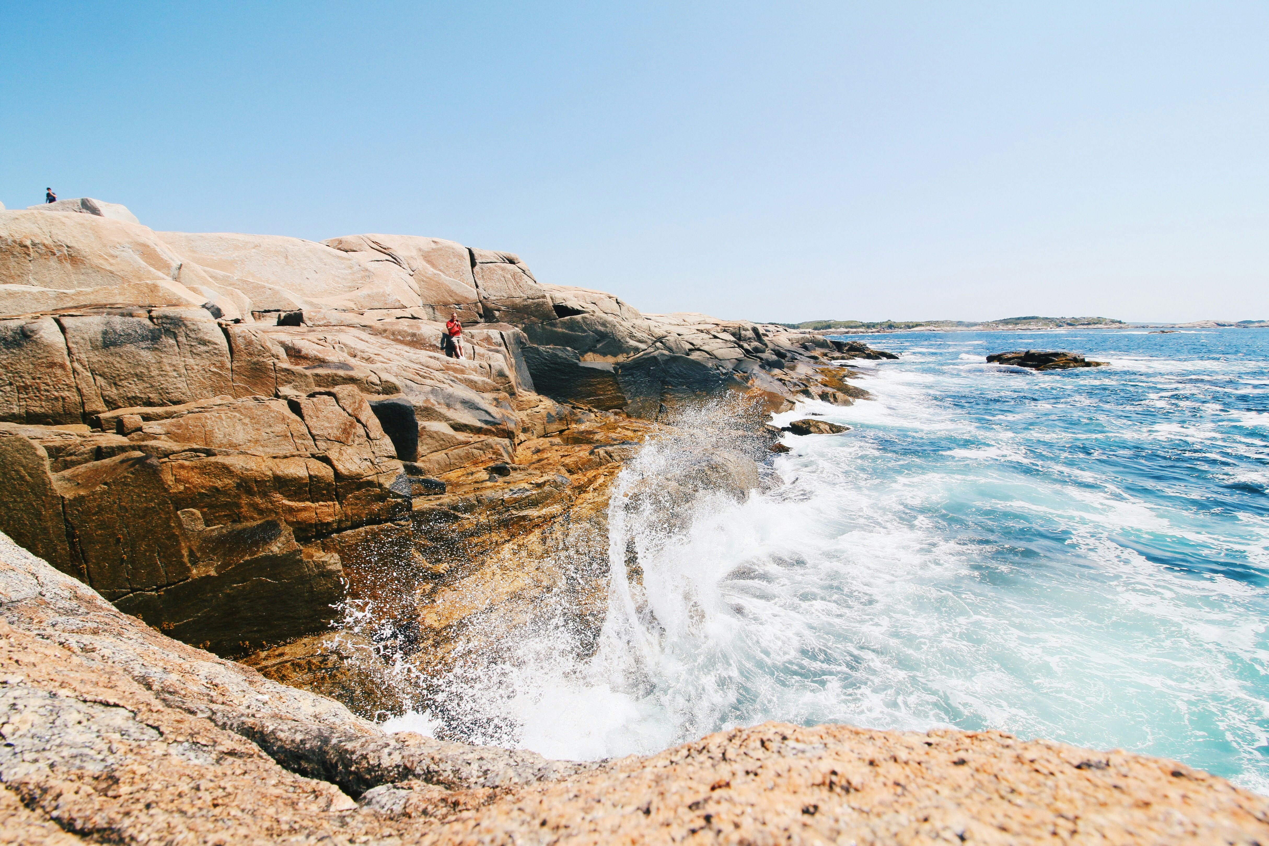 coastline with sea waves, Waves Crashing in Nova Scotia, Canada