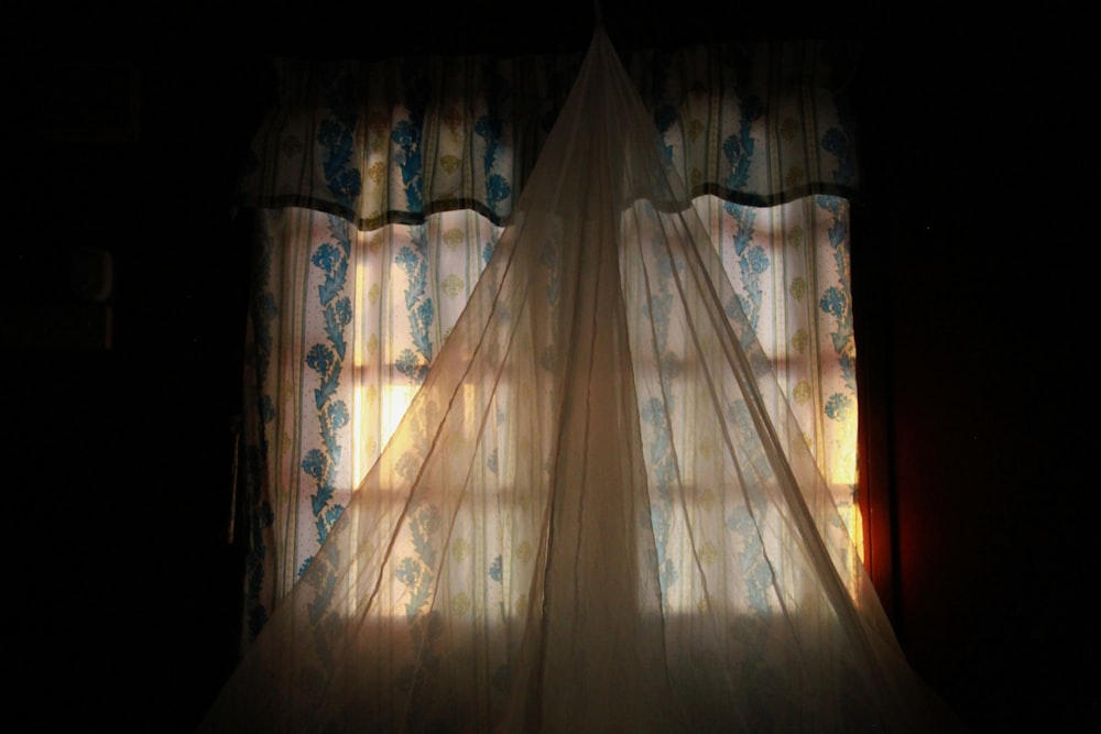 white curtain on window