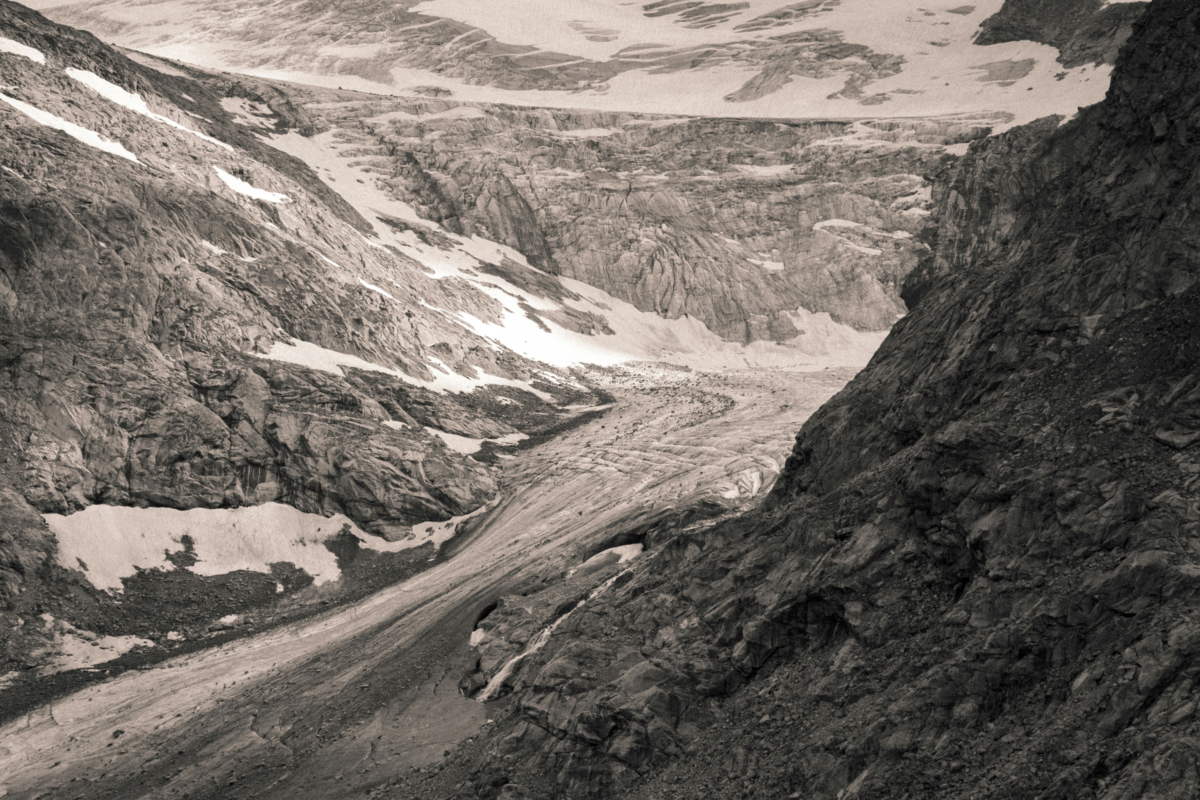 grayscale photography of mountains