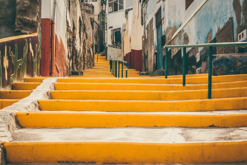 yellow painted staircase
