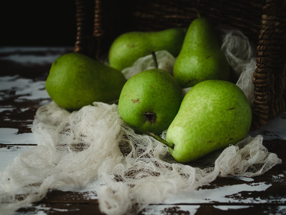 bunch of green pear fruit