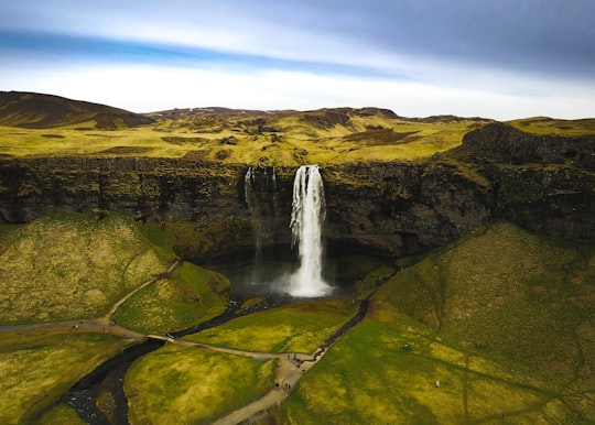 aerial photo of waterfall in Seljalandsfoss Iceland