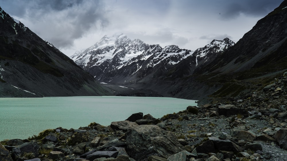 landscape photography of lake and mountains