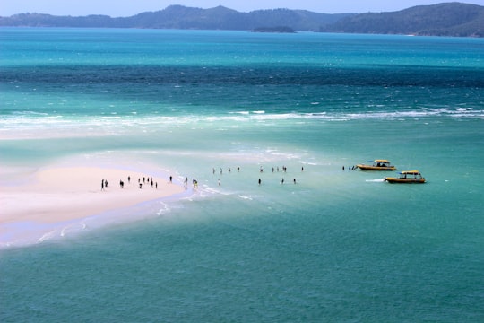 group of people on body of water during daytime in Whitehaven Beach Australia
