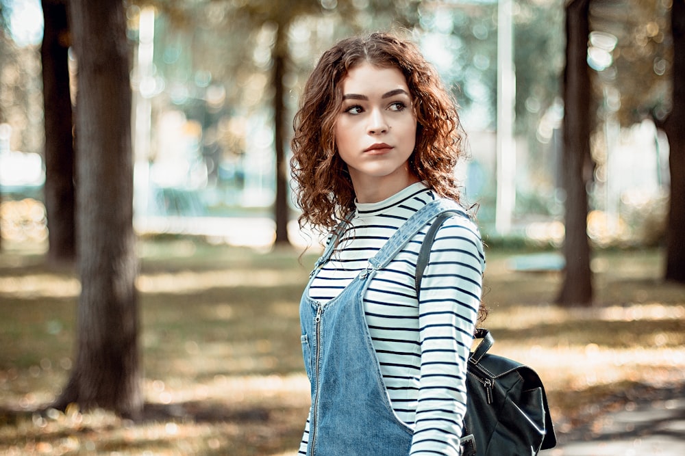 woman walking along the street