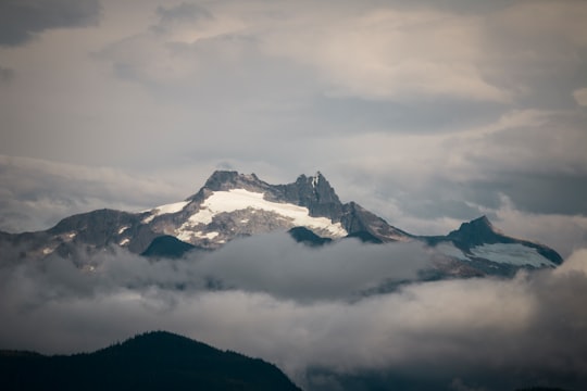 high angle photography of mountain range covered with snow in Juneau United States