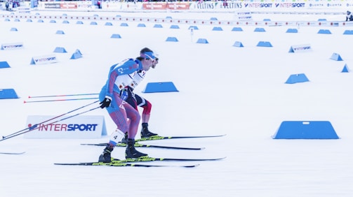 two person snow skiing