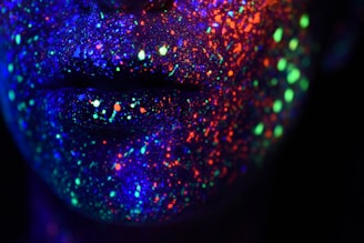 human face with glitter
