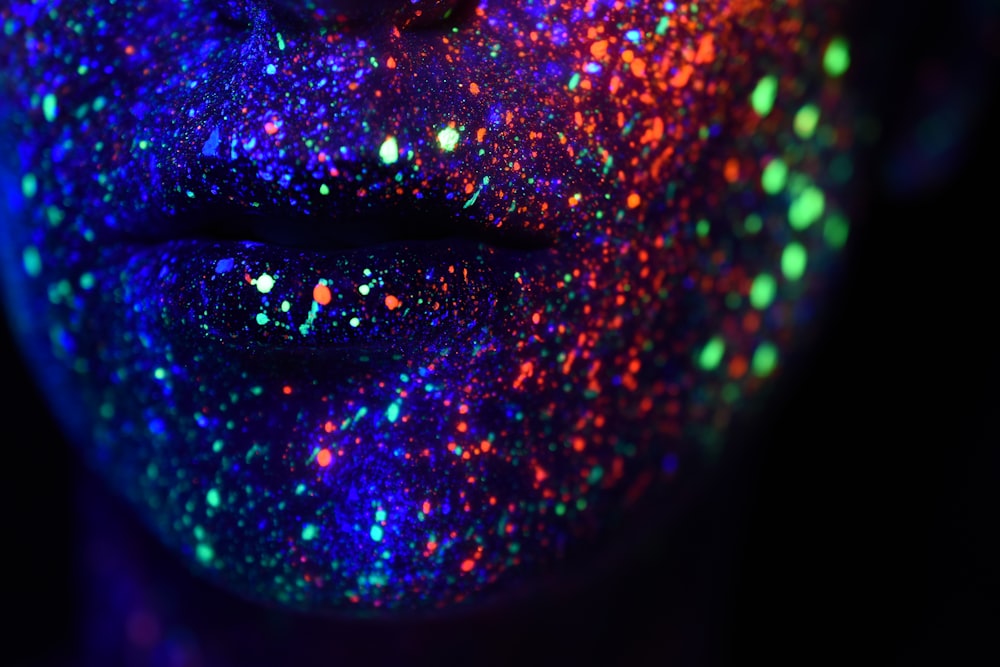 human face with glitter