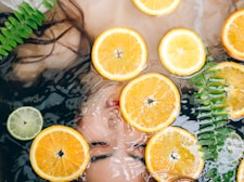 sliced lemon on bathtub