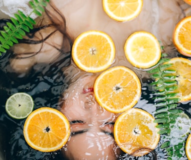 sliced lemon on bathtub