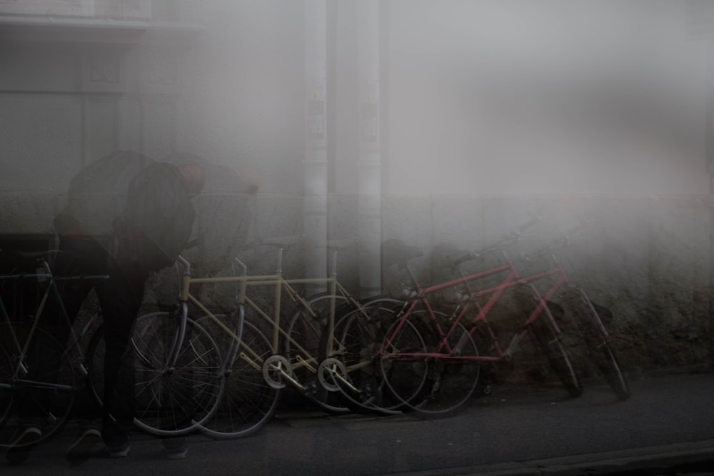 bike parked on the side of the building