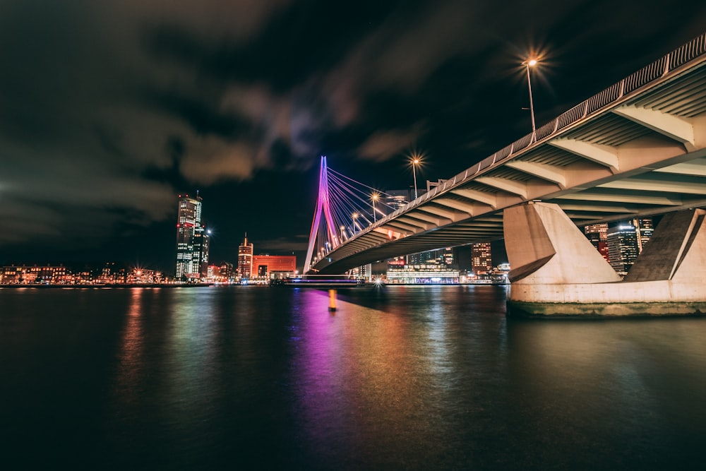 concrete bridge during nighttime