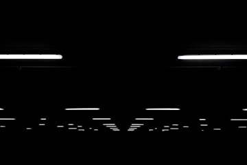 fluorescent light lot on black ceiling