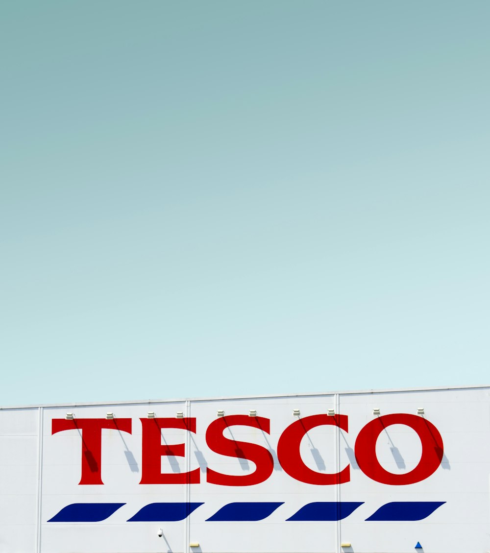 Tesco building under clear blue sky