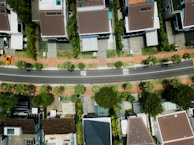 aerial photo of brown roof houses
