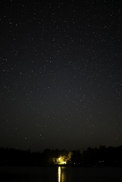 A serene night sky with a bright North Star shining above a calm horizon symbolizing guidance and clarity.