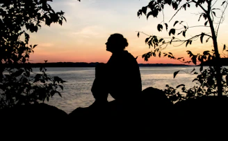 silhouette of woman near green leafed plants