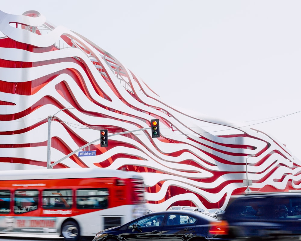 red and white building
