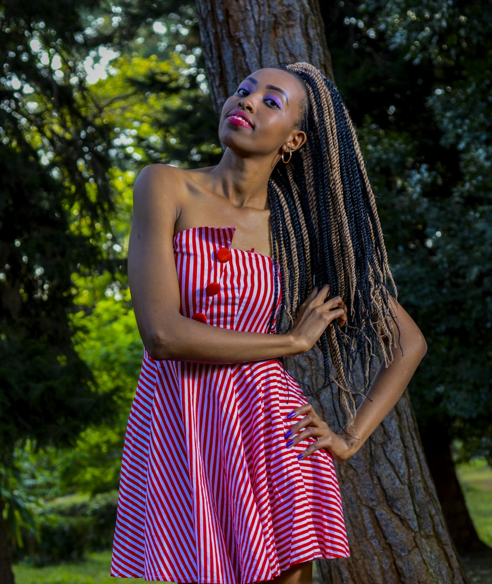 woman standing near tree