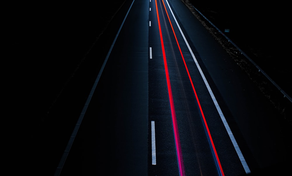 asphalt road with red line