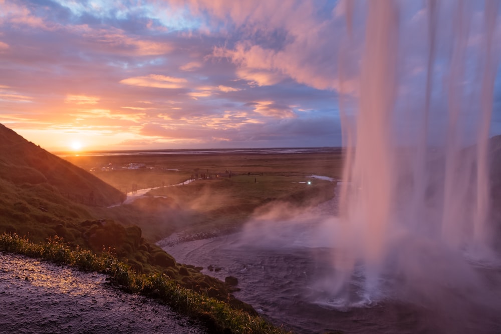 time lapse photography of waterfalls