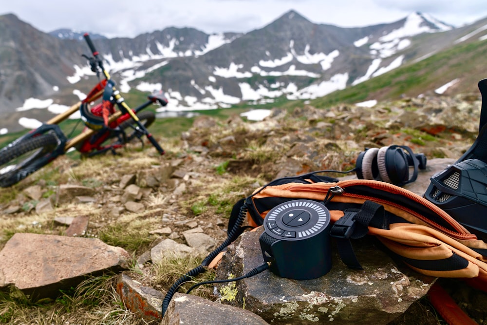 action camera on rock