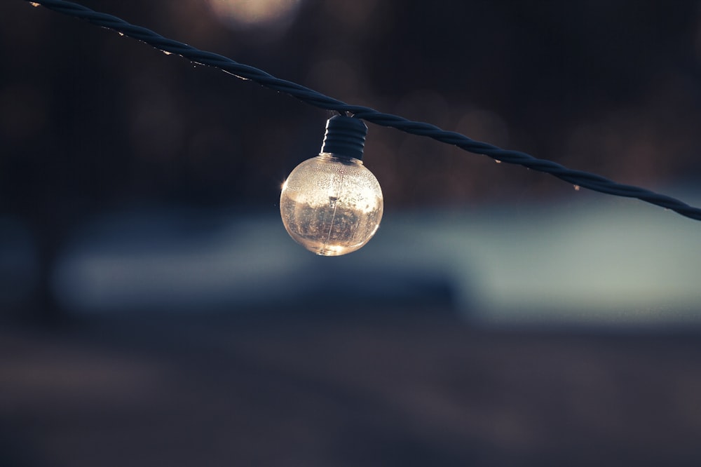 selective focus photograph of turned off string light