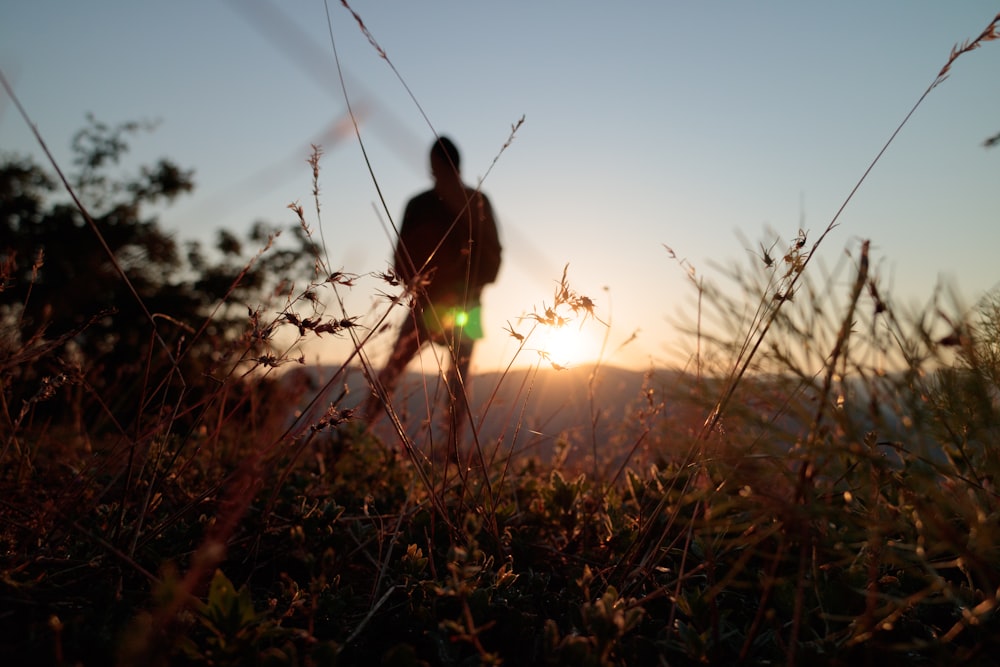 silhouette of person while standing fronting mountains