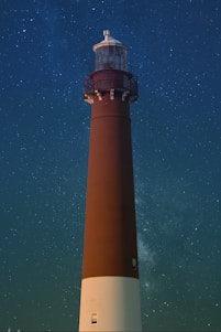 brown and white lighthouse during nighttime
