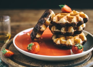 serving of waffle with strawberries