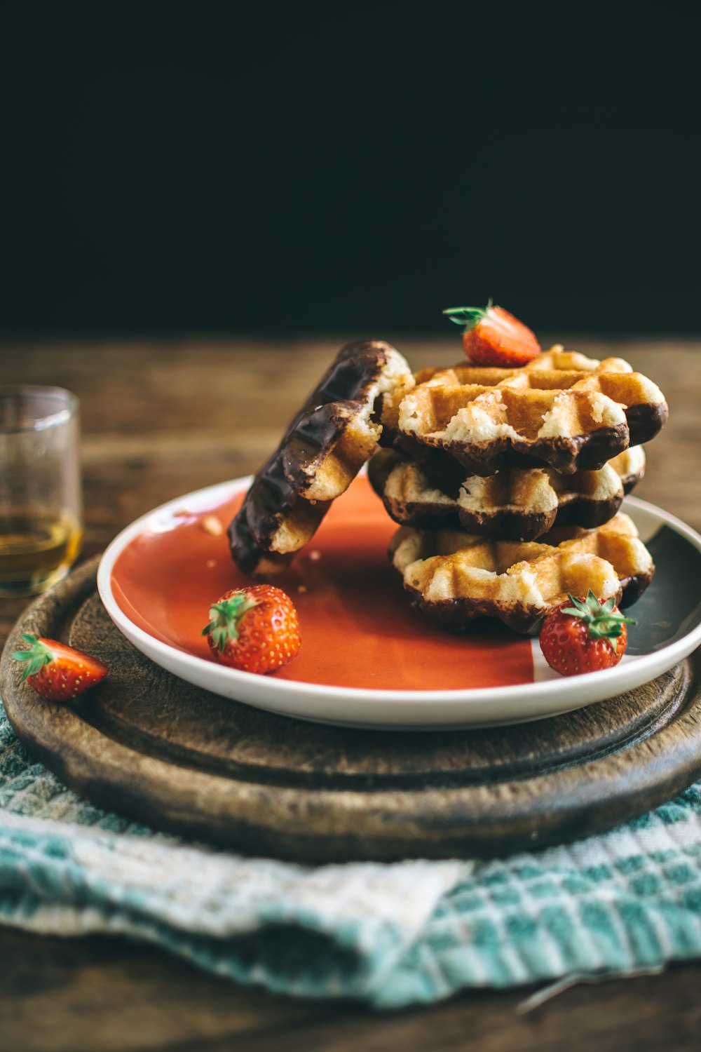 serving of waffle with strawberries